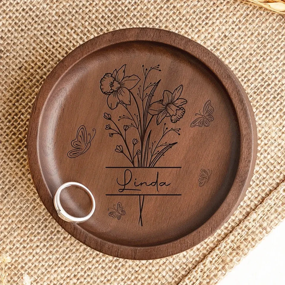 Friends Are Like Flowers In The Garden Of Life - Bestie Personalized Custom Wooden Jewelry Dish - Gift For Best Friends, BFF, Sisters 3 Friends Are Like Flowers In The Garden Of Life - Bestie Personalized Custom Wooden Jewelry Dish - Gift For Best Friends, BFF, Sisters - Image 3