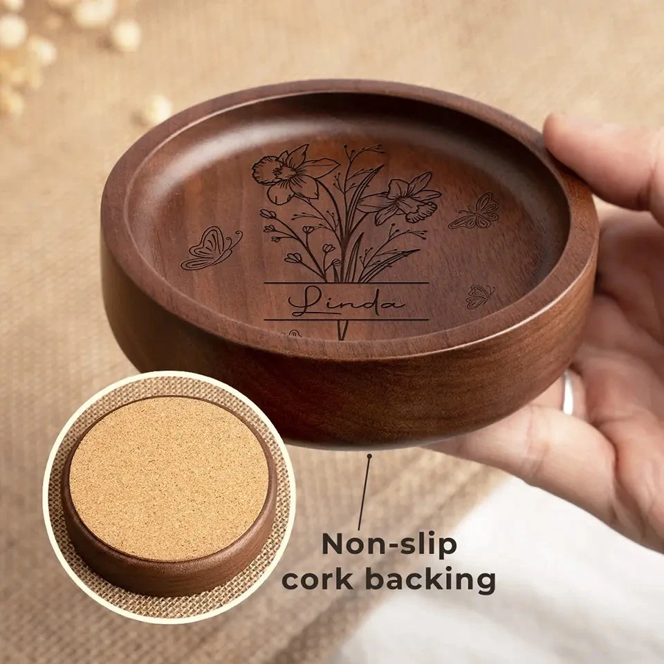 Friends Are Like Flowers In The Garden Of Life - Bestie Personalized Custom Wooden Jewelry Dish - Gift For Best Friends, BFF, Sisters 4 Friends Are Like Flowers In The Garden Of Life - Bestie Personalized Custom Wooden Jewelry Dish - Gift For Best Friends, BFF, Sisters - Image 4