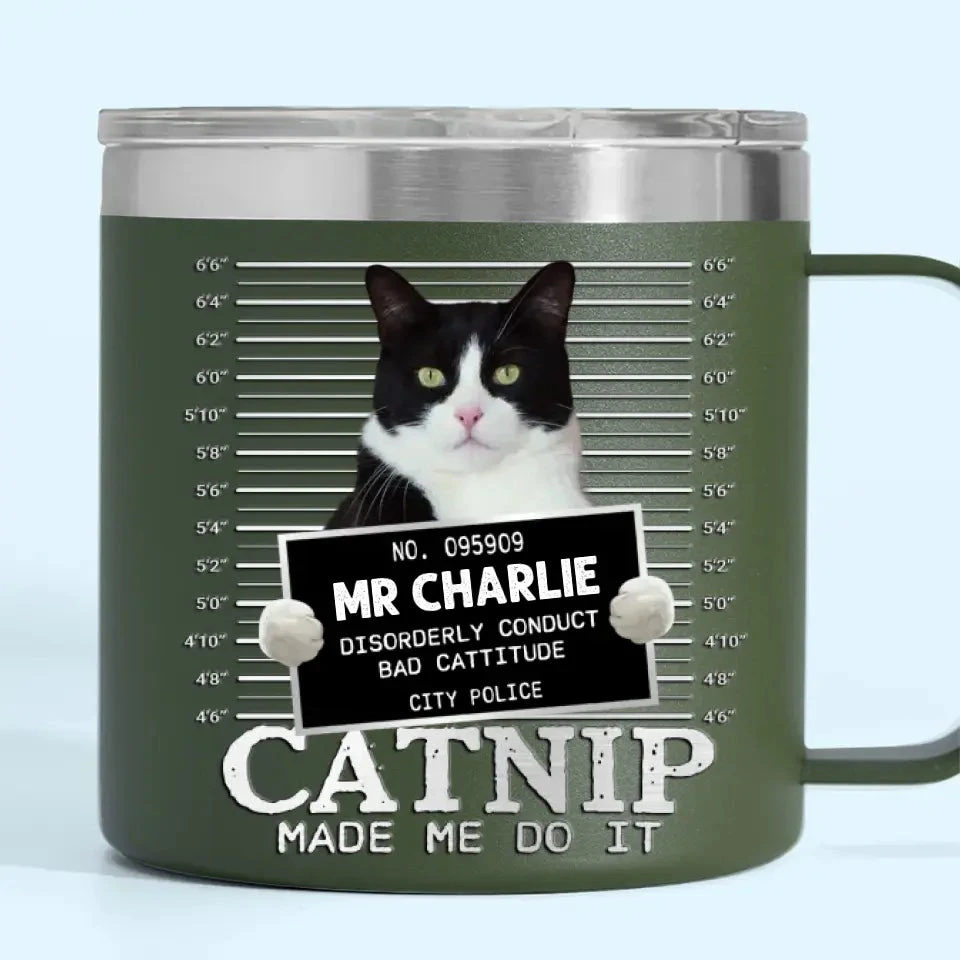 Custom Photo Catnip Made Me Do It - Dog & Cat Personalized Custom 14oz Stainless Steel Tumbler With Handle - Gift For Pet Owners, Pet Lovers 3 Custom Photo Catnip Made Me Do It - Dog & Cat Personalized Custom 14oz Stainless Steel Tumbler With Handle - Gift For Pet Owners, Pet Lovers - Image 3