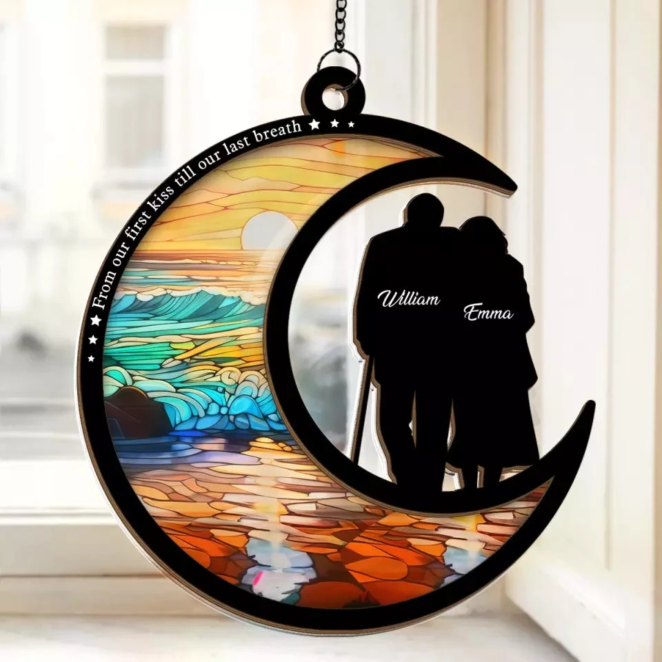 From Our First Kiss Till Our Last Breath - Couple Personalized Window Hanging Suncatcher - Gift For Husband Wife, Anniversary 1 From Our First Kiss Till Our Last Breath - Couple Personalized Window Hanging Suncatcher - Gift For Husband Wife, Anniversary