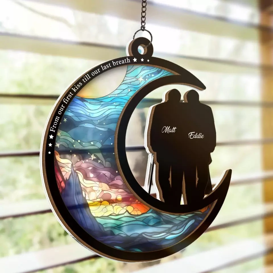 From Our First Kiss Till Our Last Breath - Couple Personalized Window Hanging Suncatcher - Gift For Husband Wife, Anniversary 8 From Our First Kiss Till Our Last Breath - Couple Personalized Window Hanging Suncatcher - Gift For Husband Wife, Anniversary - Image 8