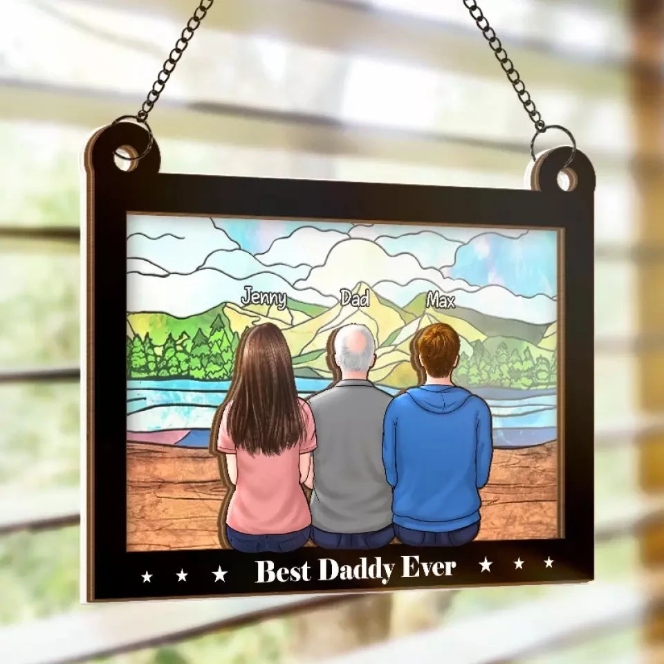 To Me You Are The World - Family Personalized Window Hanging Suncatcher - Father's Day, Gift For Dad, Grandpa 4 To Me You Are The World - Family Personalized Window Hanging Suncatcher - Father's Day, Gift For Dad, Grandpa - Image 4