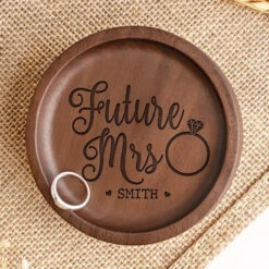 Future Mrs - Couple Personalized Custom Wooden Jewelry Dish - Gift For Husband Wife, Anniversary 7 Future Mrs - Couple Personalized Custom Wooden Jewelry Dish - Gift For Husband Wife, Anniversary -Pawfect House Store 66aa121f41a4f