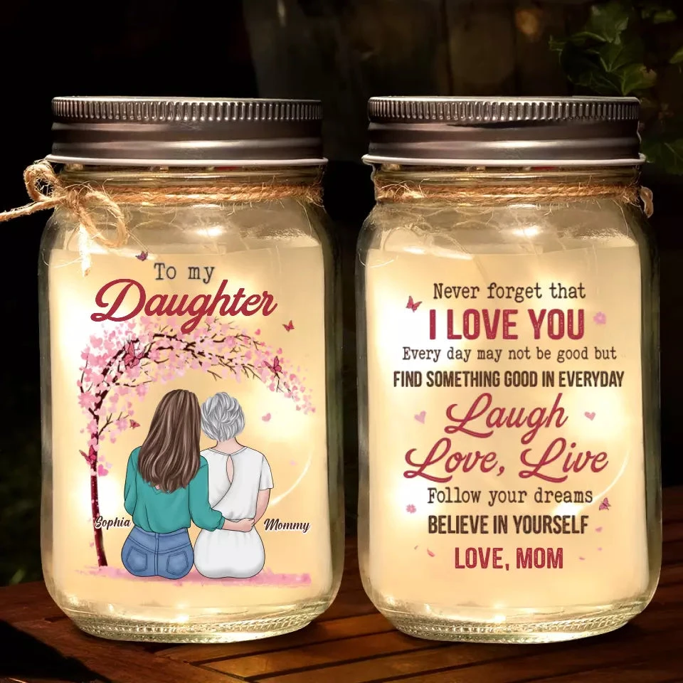 Life Is Beautiful With My Daughter - Family Personalized Custom Mason Jar Light - Gift For Mom, Daughter 2 Life Is Beautiful With My Daughter - Family Personalized Custom Mason Jar Light - Gift For Mom, Daughter - Image 2