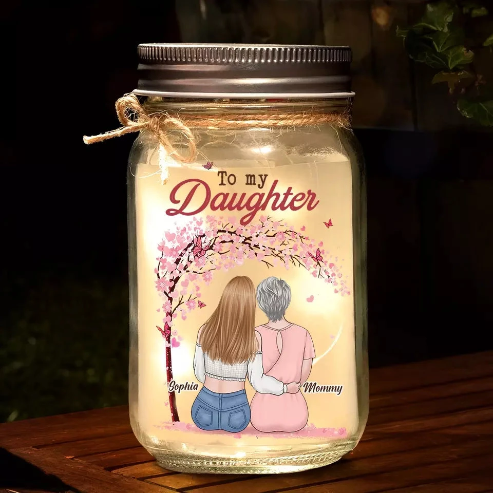 Life Is Beautiful With My Daughter - Family Personalized Custom Mason Jar Light - Gift For Mom, Daughter 3 Life Is Beautiful With My Daughter - Family Personalized Custom Mason Jar Light - Gift For Mom, Daughter - Image 3