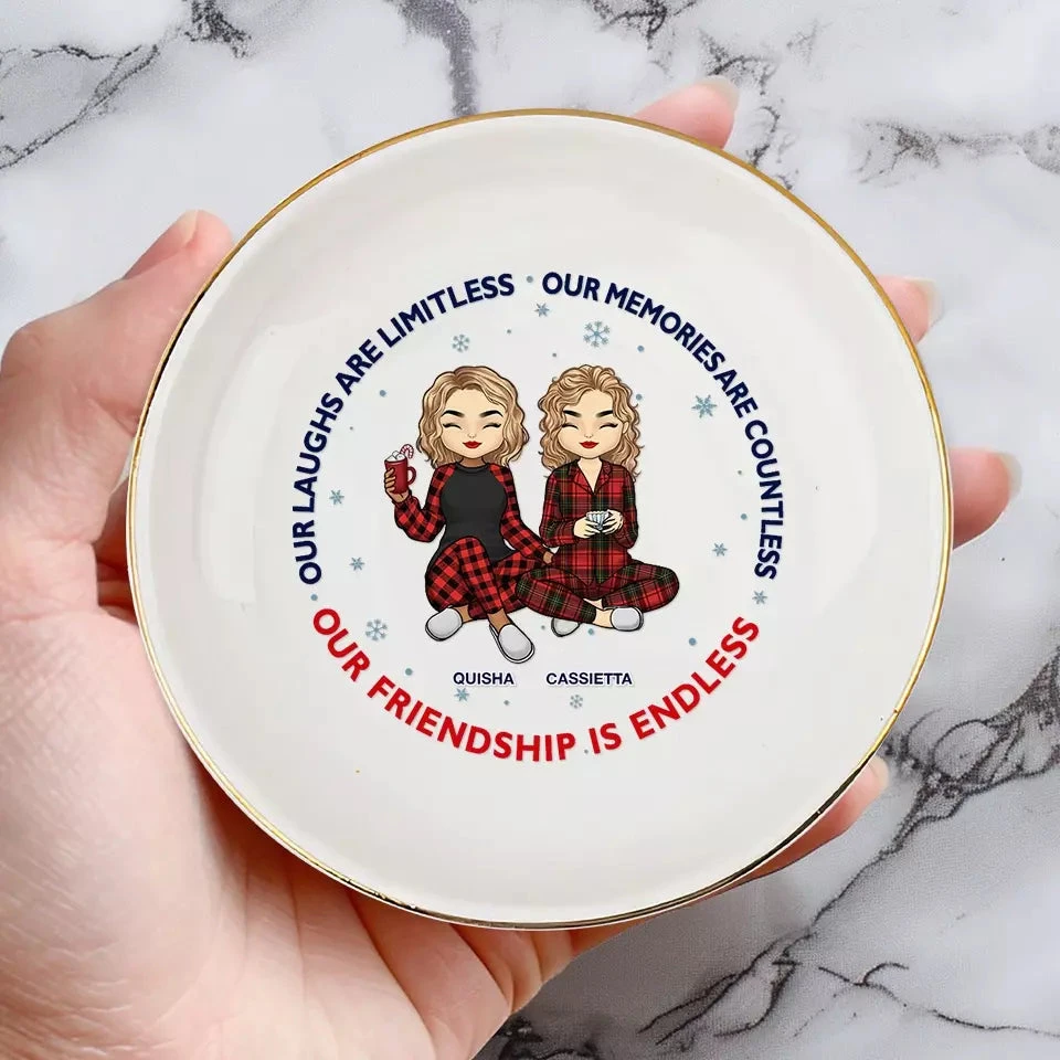 Our Friendship Is Endless - Bestie Personalized Custom Jewelry Dish - Christmas Gift For Best Friends, BFF, Sisters 4 Our Friendship Is Endless - Bestie Personalized Custom Jewelry Dish - Christmas Gift For Best Friends, BFF, Sisters - Image 4