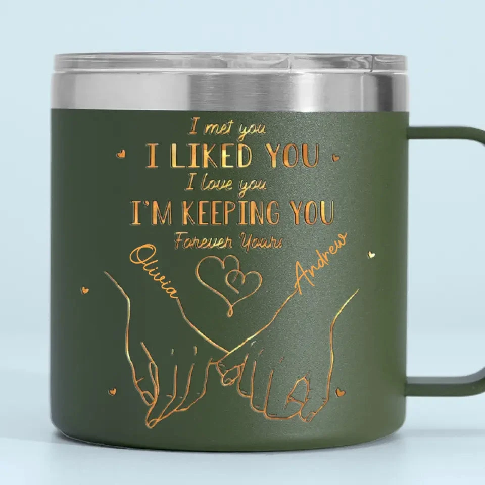 You're Always My Favorite Person - Couple Personalized Custom 14oz Stainless Steel Tumbler With Handle - Gift For Husband Wife, Anniversary 6 You're Always My Favorite Person - Couple Personalized Custom 14oz Stainless Steel Tumbler With Handle - Gift For Husband Wife, Anniversary - Image 6