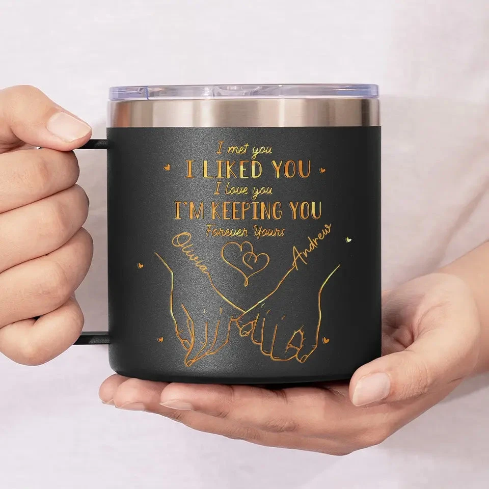 You're Always My Favorite Person - Couple Personalized Custom 14oz Stainless Steel Tumbler With Handle - Gift For Husband Wife, Anniversary 3 You're Always My Favorite Person - Couple Personalized Custom 14oz Stainless Steel Tumbler With Handle - Gift For Husband Wife, Anniversary - Image 3