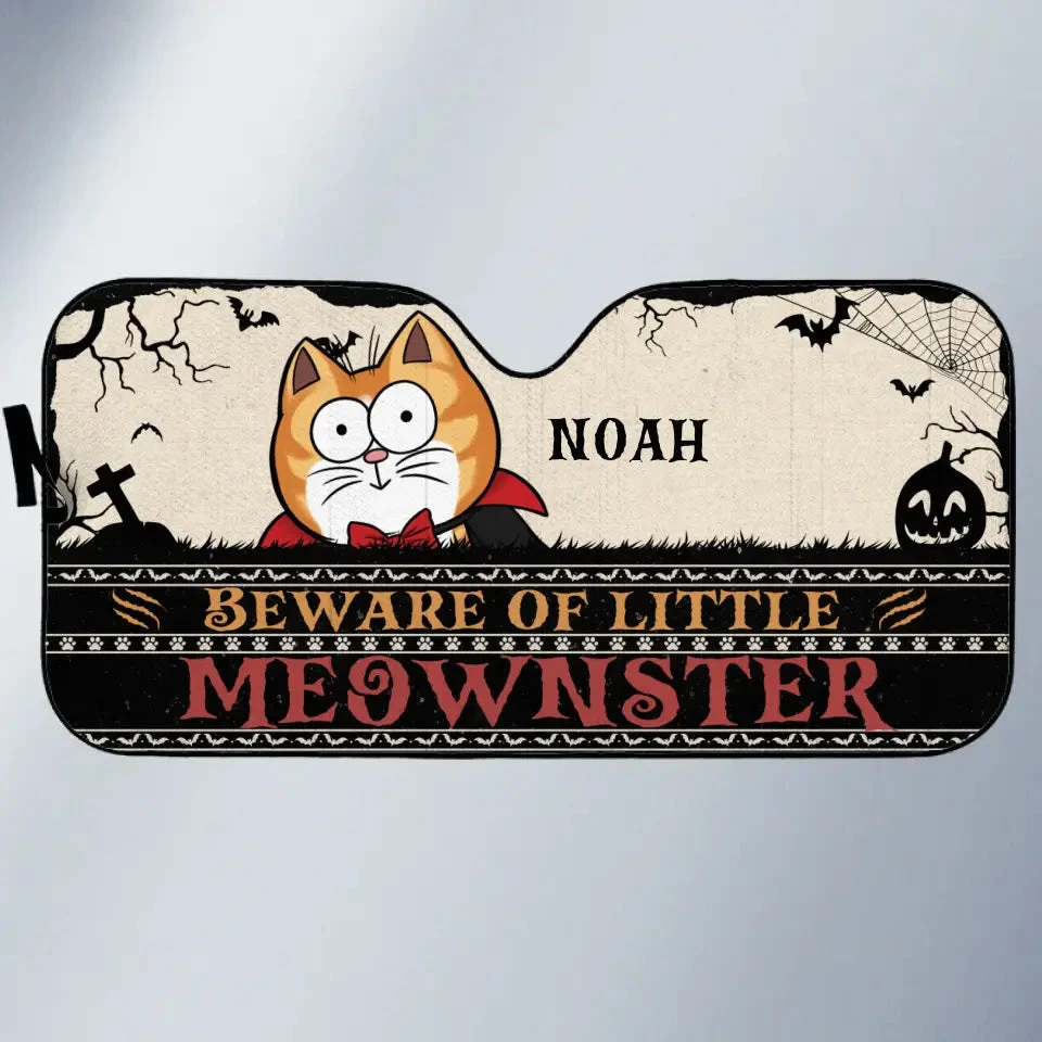 Beware Of Little Meownster - Cat Personalized Custom Auto Windshield Sunshade, Car Window Protector - Halloween Gift For Pet Owners, Pet Lovers 2 Beware Of Little Meownster - Cat Personalized Custom Auto Windshield Sunshade, Car Window Protector - Halloween Gift For Pet Owners, Pet Lovers - Image 2