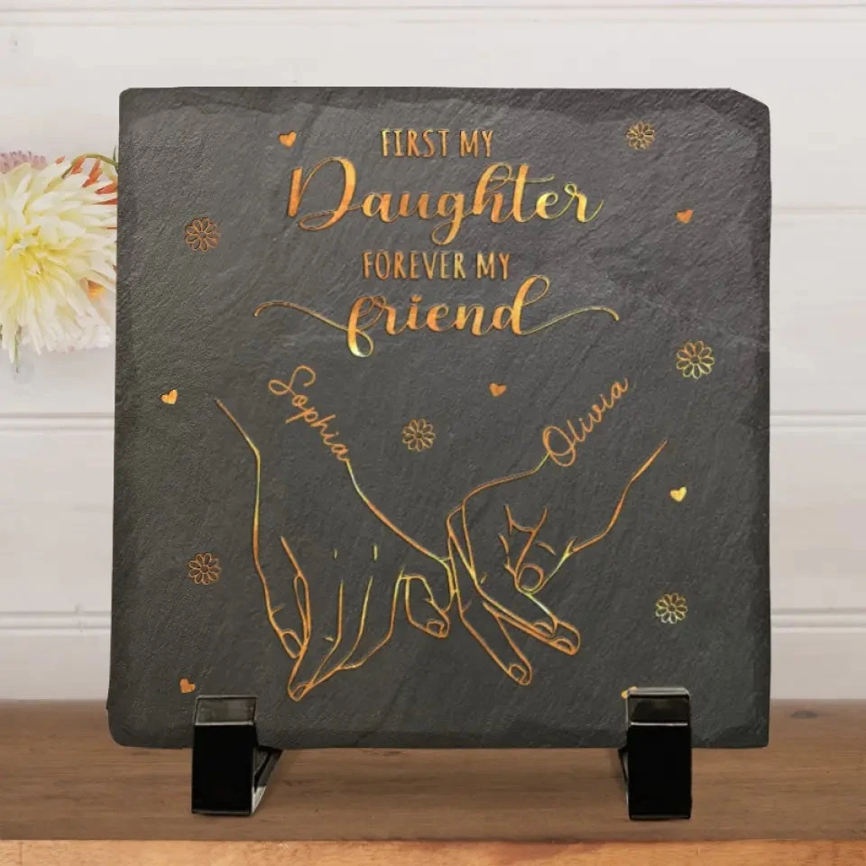 Happiness Is Mother And Daughter Time - Family Personalized Custom Square Shaped Stone With Stand - Gift For Mom, Grandma 1 Happiness Is Mother And Daughter Time - Family Personalized Custom Square Shaped Stone With Stand - Gift For Mom, Grandma