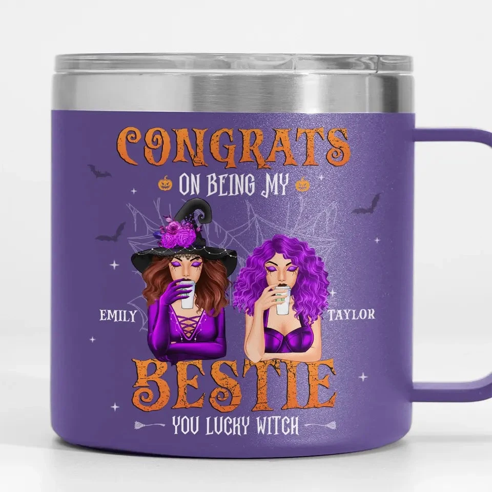 Congrats On Being My Sister - Bestie Personalized Custom 14oz Stainless Steel Tumbler With Handle - Halloween Gift For Best Friends, BFF, Sisters 1 Congrats On Being My Sister - Bestie Personalized Custom 14oz Stainless Steel Tumbler With Handle - Halloween Gift For Best Friends, BFF, Sisters