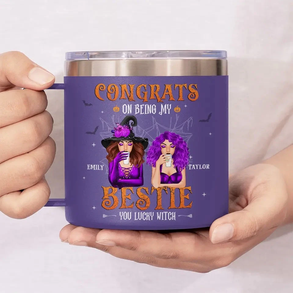 Congrats On Being My Sister - Bestie Personalized Custom 14oz Stainless Steel Tumbler With Handle - Halloween Gift For Best Friends, BFF, Sisters 3 Congrats On Being My Sister - Bestie Personalized Custom 14oz Stainless Steel Tumbler With Handle - Halloween Gift For Best Friends, BFF, Sisters - Image 3
