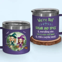 We Are Classy Witches - Bestie Personalized Custom 14oz Stainless Steel Tumbler With Handle - Halloween Gift For Best Friends, BFF, Sisters