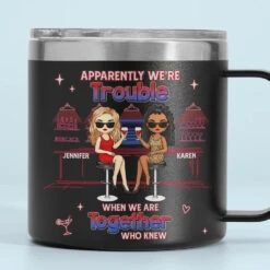 You're My Sister At Heart - Bestie Personalized Custom 14oz Stainless Steel Tumbler With Handle - Gift For Best Friends, BFF, Sisters