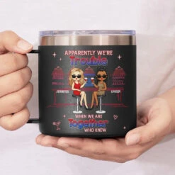 You're My Sister At Heart - Bestie Personalized Custom 14oz Stainless Steel Tumbler With Handle - Gift For Best Friends, BFF, Sisters -Pawfect House Store 66beba8a57343