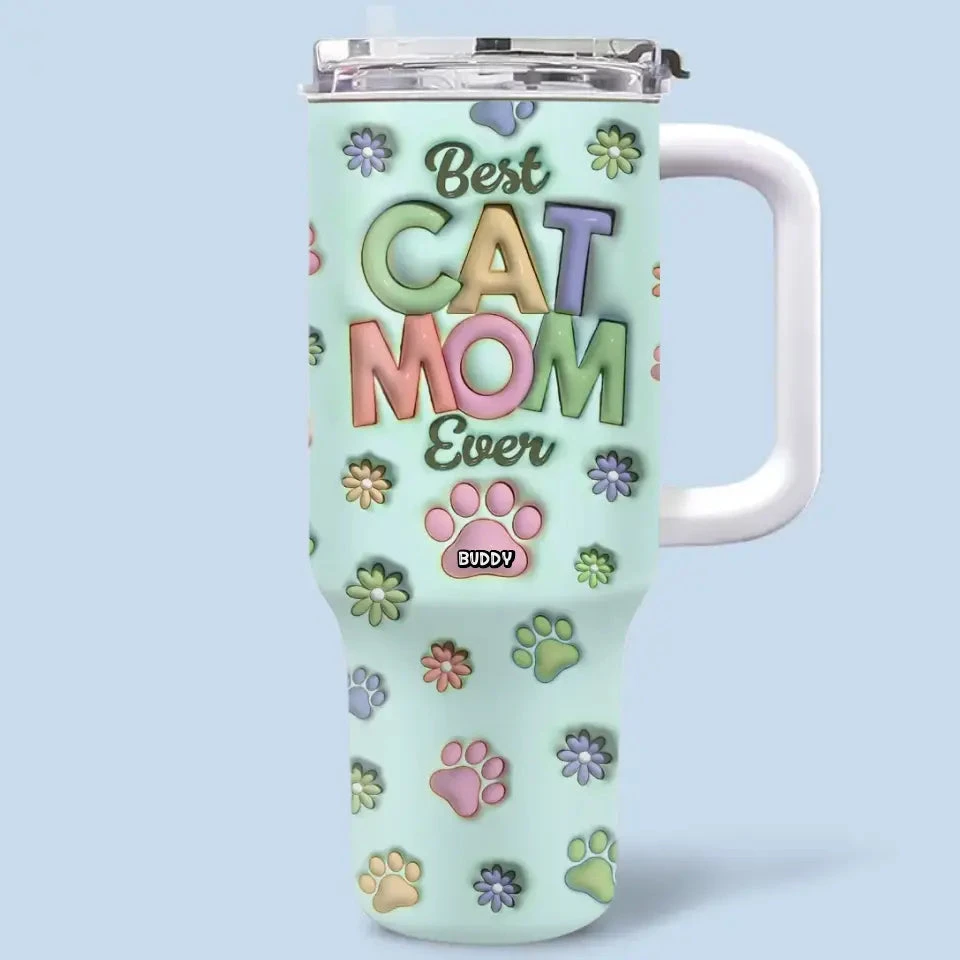 Fur Friends, Endless Affection - Dog & Cat Personalized Custom 3D Inflated Effect Printed 40 Oz Stainless Steel Tumbler With Handle - Gift For Pet Owners, Pet Lovers 2 Fur Friends, Endless Affection - Dog & Cat Personalized Custom 3D Inflated Effect Printed 40 Oz Stainless Steel Tumbler With Handle - Gift For Pet Owners, Pet Lovers - Image 2