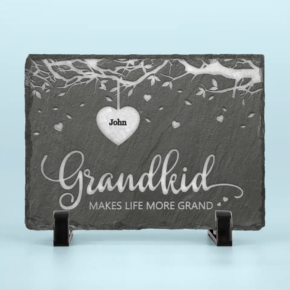 Grandkids Make Every Day Brighter - Family Personalized Custom Rectangle Shaped Stone With Stand - Gift For Grandma 2 Grandkids Make Every Day Brighter - Family Personalized Custom Rectangle Shaped Stone With Stand - Gift For Grandma - Image 2