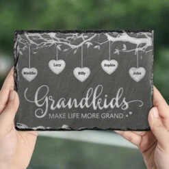 Grandkids Make Every Day Brighter - Family Personalized Custom Rectangle Shaped Stone With Stand - Gift For Grandma 7 Grandkids Make Every Day Brighter - Family Personalized Custom Rectangle Shaped Stone With Stand - Gift For Grandma -Pawfect House Store 66bee04f98a75