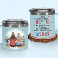 A Bestie Is Someone Who Makes Life More Fun - Bestie Personalized Custom 14oz Stainless Steel Tumbler With Handle - Gift For Best Friends, BFF, Sisters -Pawfect House Store 66c30b9a399db