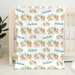 Woodland Animals In Da House - Family Personalized Custom Baby Blanket - Gift For Baby Kids, Newborn Baby