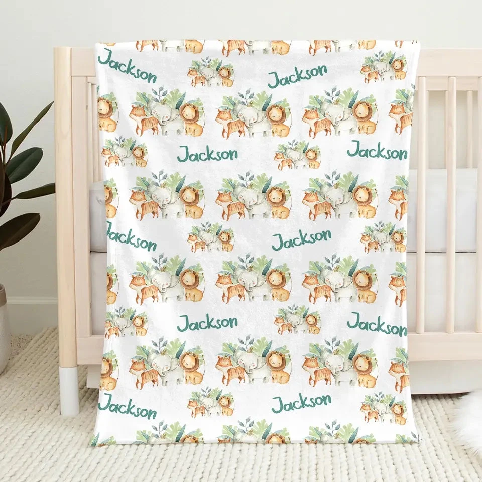Woodland Animals In Da House - Family Personalized Custom Baby Blanket - Gift For Baby Kids, Newborn Baby 1 Woodland Animals In Da House - Family Personalized Custom Baby Blanket - Gift For Baby Kids, Newborn Baby
