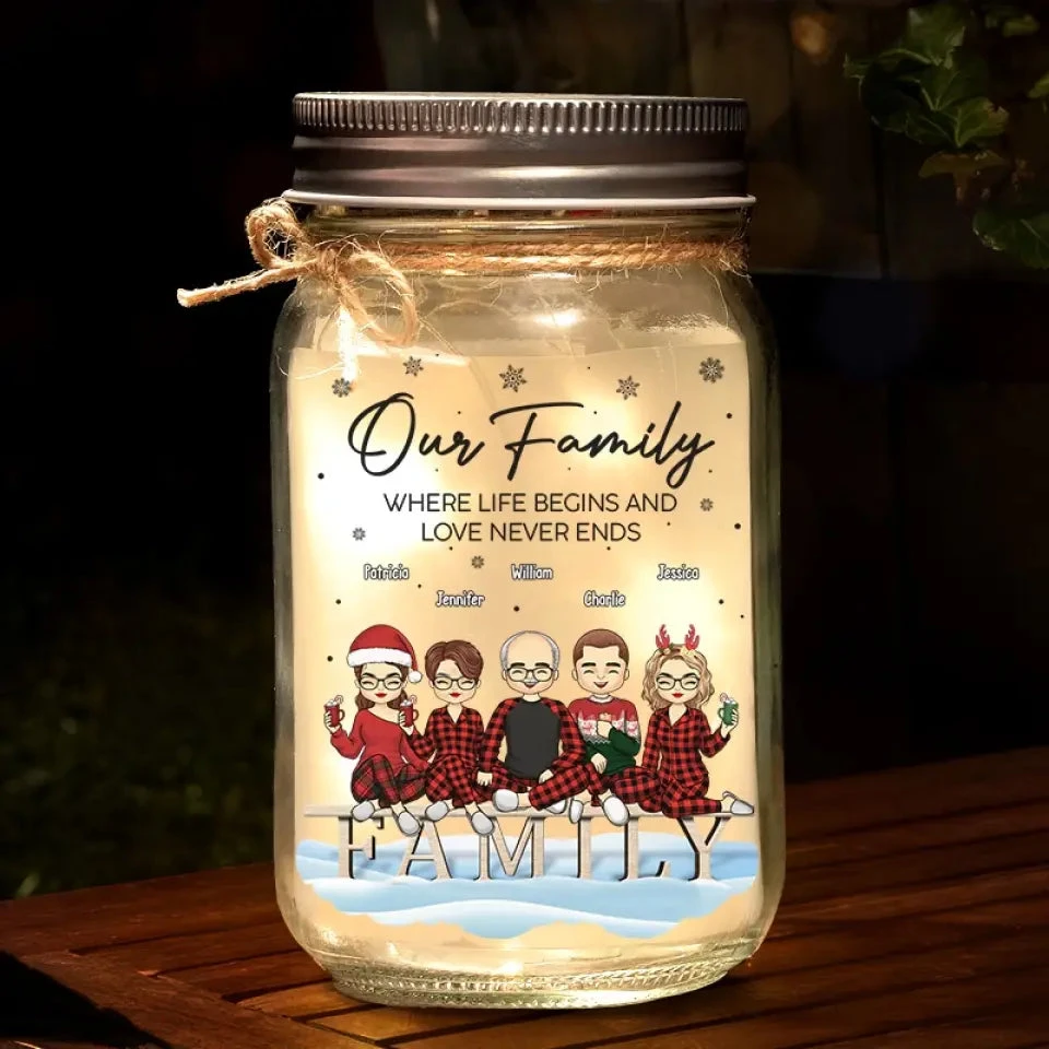Family Is The True Gift Of Christmas - Family Personalized Custom Mason Jar Light - Christmas Gift For Family Members 1 Family Is The True Gift Of Christmas - Family Personalized Custom Mason Jar Light - Christmas Gift For Family Members