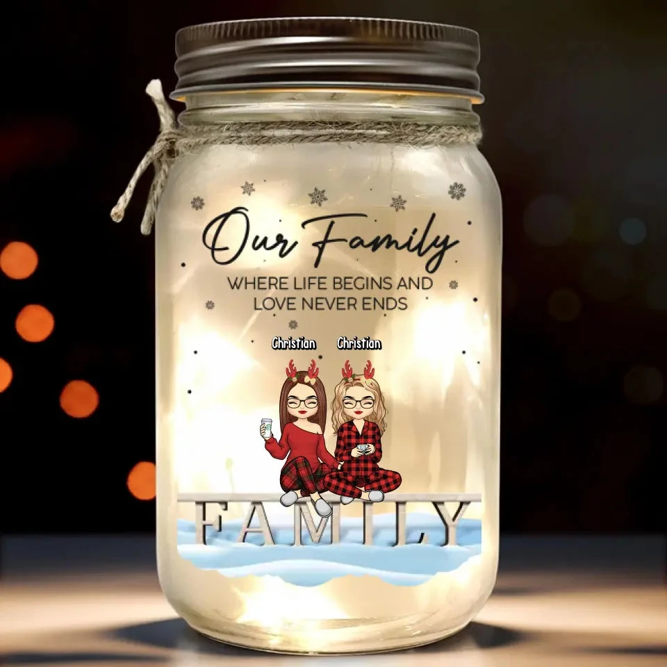 Family Is The True Gift Of Christmas - Family Personalized Custom Mason Jar Light - Christmas Gift For Family Members 2 Family Is The True Gift Of Christmas - Family Personalized Custom Mason Jar Light - Christmas Gift For Family Members - Image 2