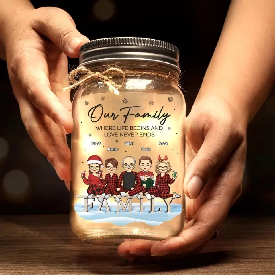Family Is The True Gift Of Christmas - Family Personalized Custom Mason Jar Light - Christmas Gift For Family Members 4 Family Is The True Gift Of Christmas - Family Personalized Custom Mason Jar Light - Christmas Gift For Family Members - Image 4