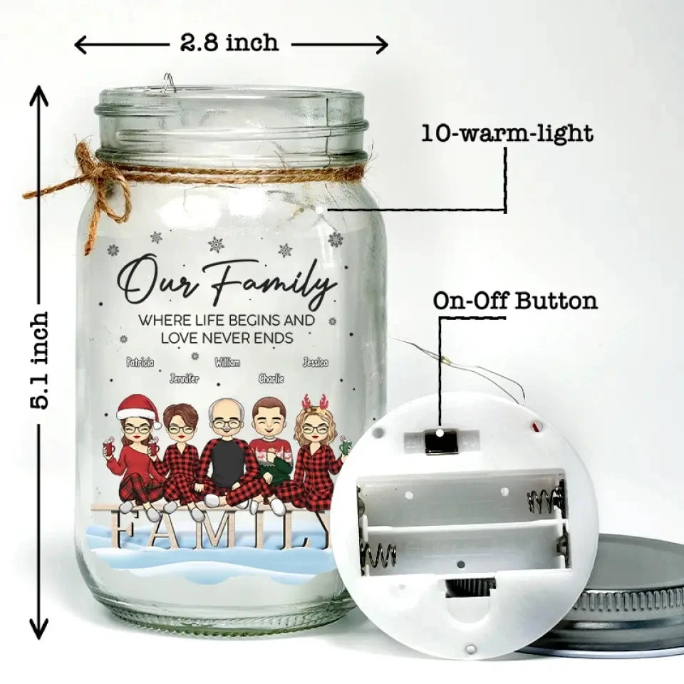 Family Is The True Gift Of Christmas - Family Personalized Custom Mason Jar Light - Christmas Gift For Family Members 5 Family Is The True Gift Of Christmas - Family Personalized Custom Mason Jar Light - Christmas Gift For Family Members - Image 5