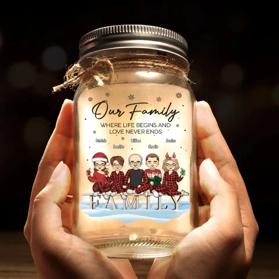 Family Is The True Gift Of Christmas - Family Personalized Custom Mason Jar Light - Christmas Gift For Family Members 6 Family Is The True Gift Of Christmas - Family Personalized Custom Mason Jar Light - Christmas Gift For Family Members - Image 6