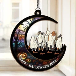 Halloween Brings Us Together For Fun And Laughter - Family Personalized Window Hanging Suncatcher - Halloween Gift For Family Members