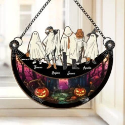 Halloween Sparks Joy When We Share It With Loved Ones - Family Personalized Window Hanging Suncatcher - Halloween Gift For Family Members