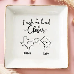 True Friends Never Apart Maybe In Distance But Never In Heart - Bestie Personalized Custom Jewelry Dish - Gift For Best Friends, BFF, Sisters