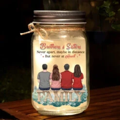 Always There For Each Other - Family Personalized Custom Mason Jar Light - Gift For Siblings, Brothers, Sisters