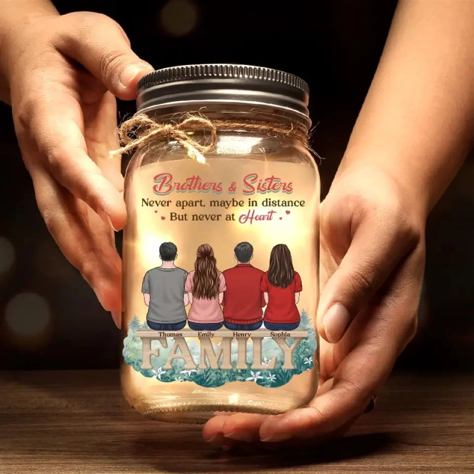 Always There For Each Other - Family Personalized Custom Mason Jar Light - Gift For Siblings, Brothers, Sisters 4 Always There For Each Other - Family Personalized Custom Mason Jar Light - Gift For Siblings, Brothers, Sisters - Image 4