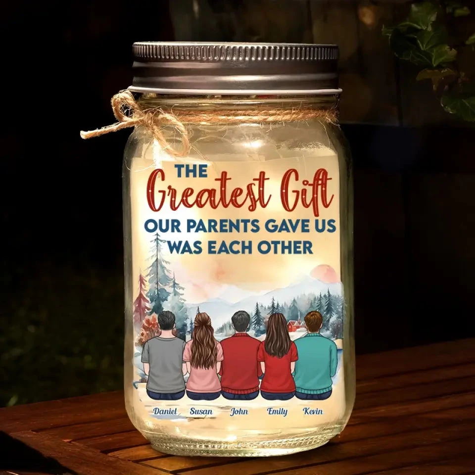 Family Is A Little World Created By Love - Family Personalized Custom Mason Jar Light - Gift For Siblings, Brothers, Sisters 1 Family Is A Little World Created By Love - Family Personalized Custom Mason Jar Light - Gift For Siblings, Brothers, Sisters