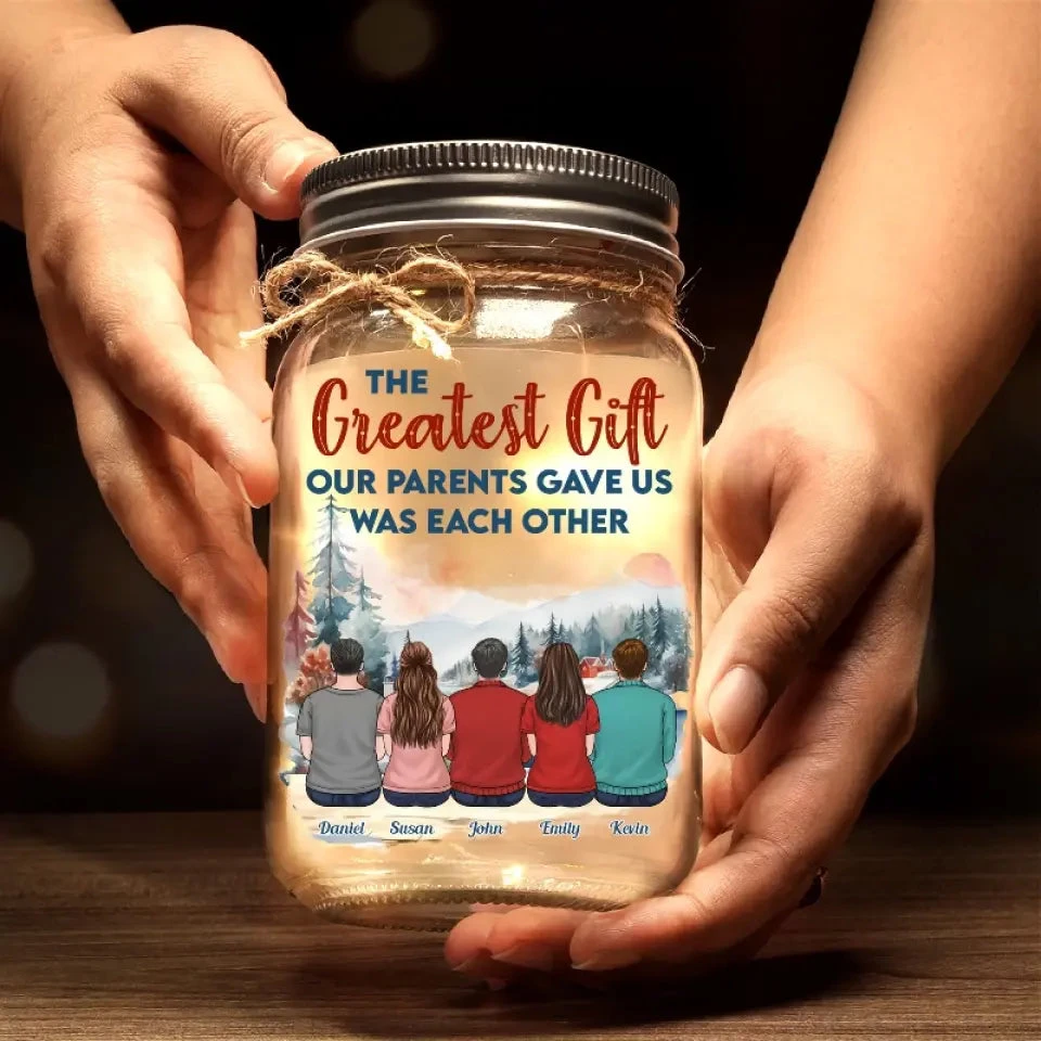 Family Is A Little World Created By Love - Family Personalized Custom Mason Jar Light - Gift For Siblings, Brothers, Sisters 4 Family Is A Little World Created By Love - Family Personalized Custom Mason Jar Light - Gift For Siblings, Brothers, Sisters - Image 4