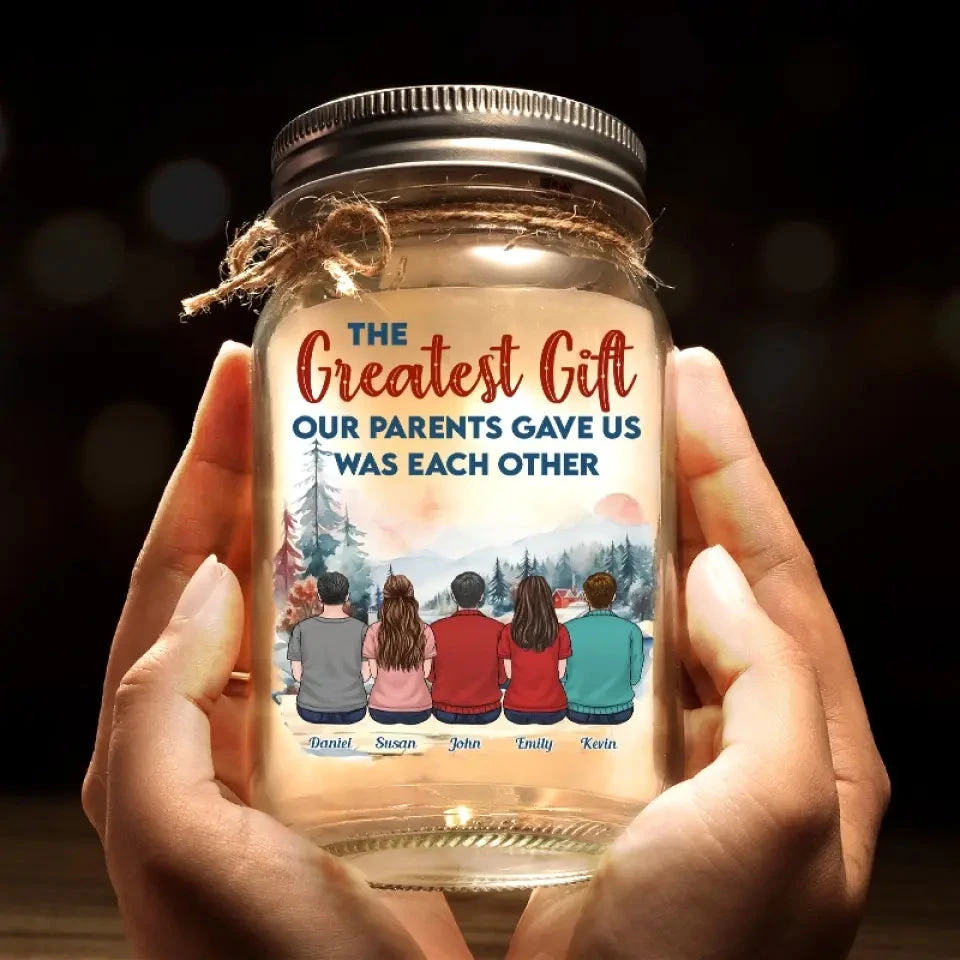 Family Is A Little World Created By Love - Family Personalized Custom Mason Jar Light - Gift For Siblings, Brothers, Sisters 6 Family Is A Little World Created By Love - Family Personalized Custom Mason Jar Light - Gift For Siblings, Brothers, Sisters - Image 6