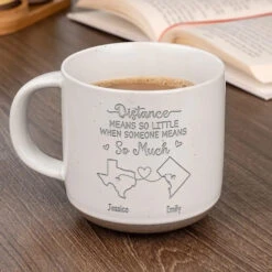 The Love Between Mother And Daughter Knows No Distance - Family Personalized Custom Pottery Mug - Gift For Mom, Daughter -Pawfect House Store 66c6bd76371f9