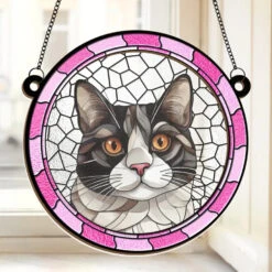 Custom Photo Time Spent With Cats Is Never Wasted - Memorial Personalized Window Hanging Suncatcher - Sympathy Gift For Pet Owners, Pet Lovers