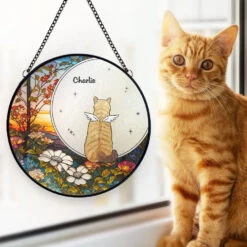 No Longer By My Side, But Forever In My Heart - Memorial Personalized Custom Stained Glass Window Hanging Suncatcher - Sympathy Gift For Pet Owners, Pet Lovers -Pawfect House Store 66c7154d6d5d7 large ef278dd0 09b7 4674 a336 7c1108e96cbc