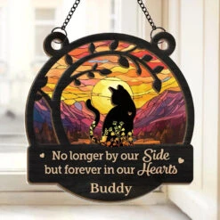 Their Purrs Are Forever Reverberating In Your Heart - Memorial Personalized Window Hanging Suncatcher - Sympathy Gift For Pet Owners, Pet Lovers