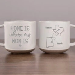 Home Is Where My Mom Is - Family Personalized Custom Pottery Mug - Gift For Mom, Grandma
