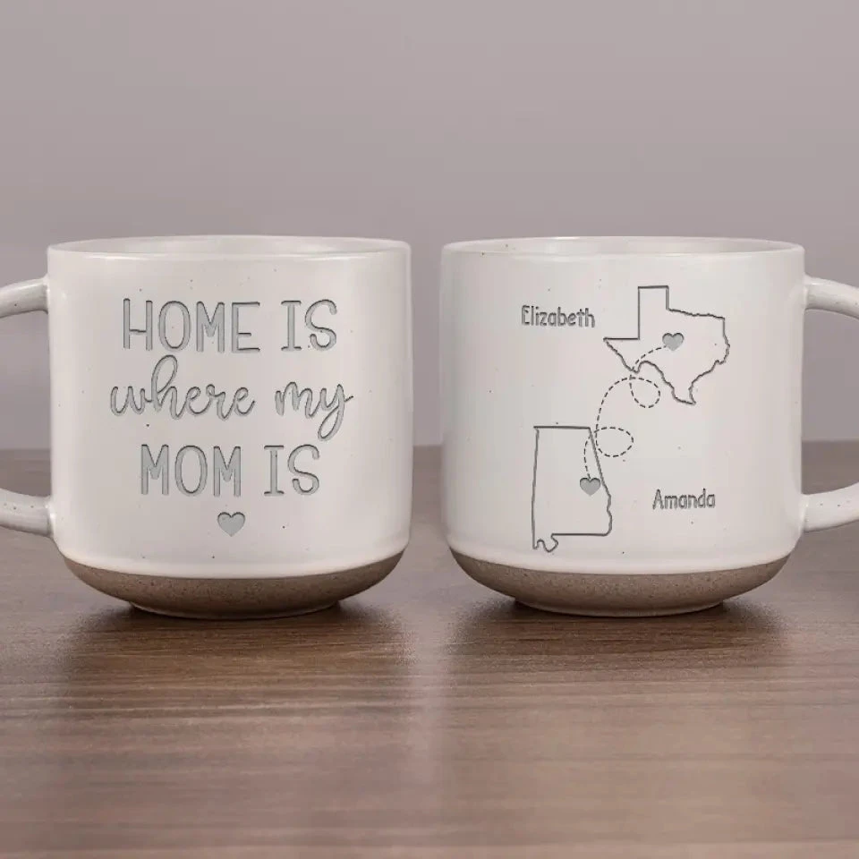 Home Is Where My Mom Is - Family Personalized Custom Pottery Mug - Gift For Mom, Grandma 1 Home Is Where My Mom Is - Family Personalized Custom Pottery Mug - Gift For Mom, Grandma
