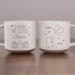 Wish We Lived Closer - Bestie Personalized Custom Pottery Mug - Gift For Best Friends, BFF, Sisters