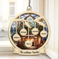 The Warmth Of Family Is The True Spirit Of Christmas - Family Personalized Window Hanging Suncatcher - Christmas Gift For Family Members
