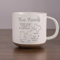 Friends Are Connected Heart By Heart - Bestie Personalized Custom Pottery Mug - Gift For Best Friends, BFF, Sisters
