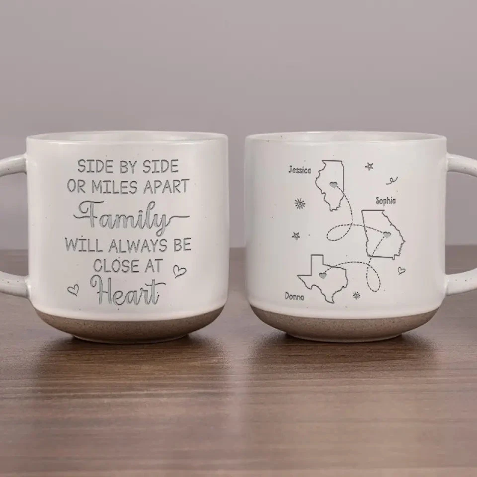 Though We May Be Far Apart, We Are Always Close At Heart - Family Personalized Custom Pottery Mug - Gift For Family Members 1 Though We May Be Far Apart, We Are Always Close At Heart - Family Personalized Custom Pottery Mug - Gift For Family Members
