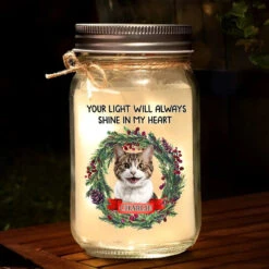 Custom Photo Light Up Your Life With Furry Love - Dog & Cat Personalized Custom Mason Jar Light - Christmas Gift For Pet Owners, Pet Lovers