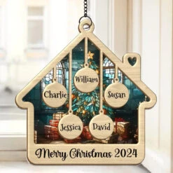 Love Grows Best In Little Moments Together - Family Personalized Window Hanging Suncatcher - Christmas Gift For Family Members